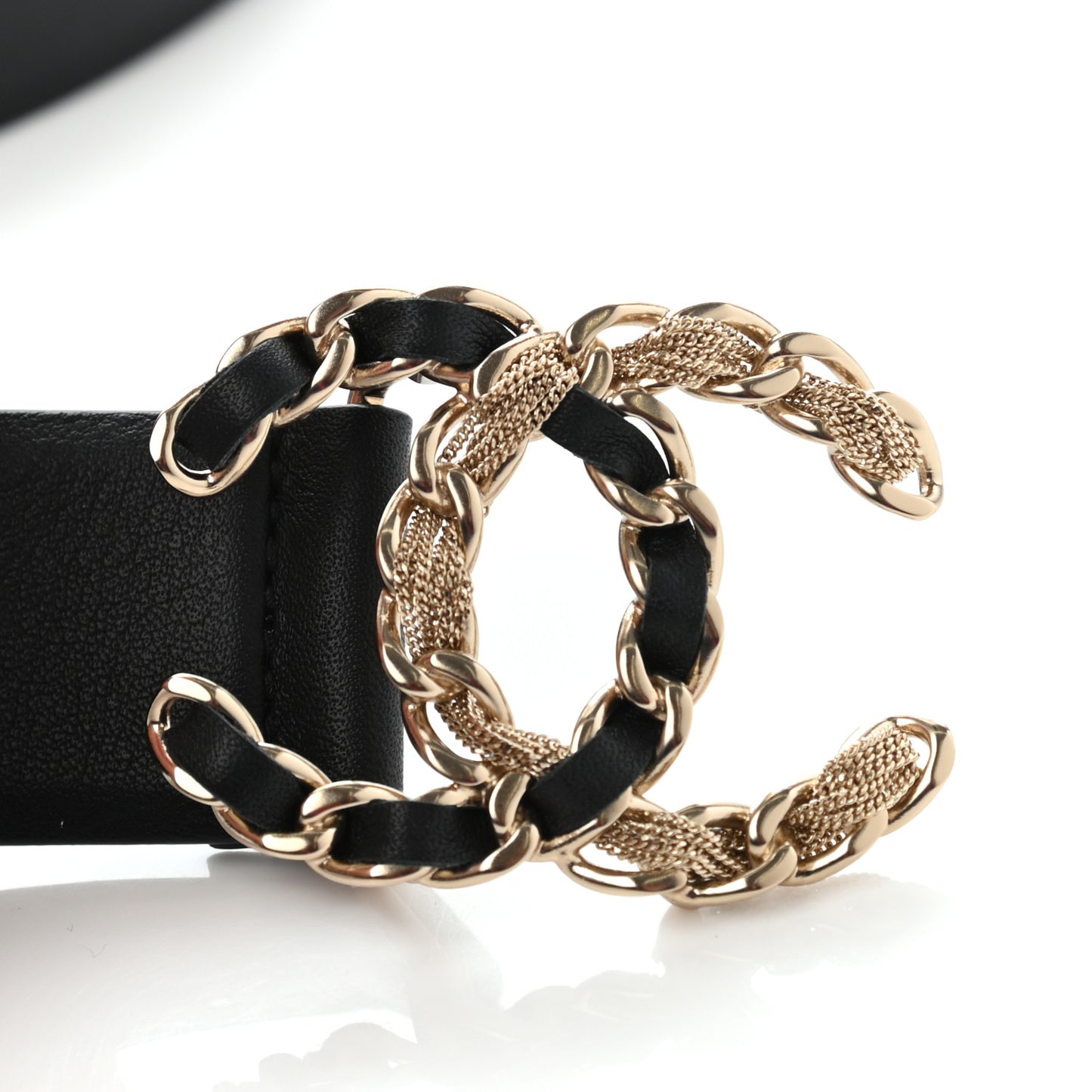 Calfskin CC Chain Belt 80 32 Black