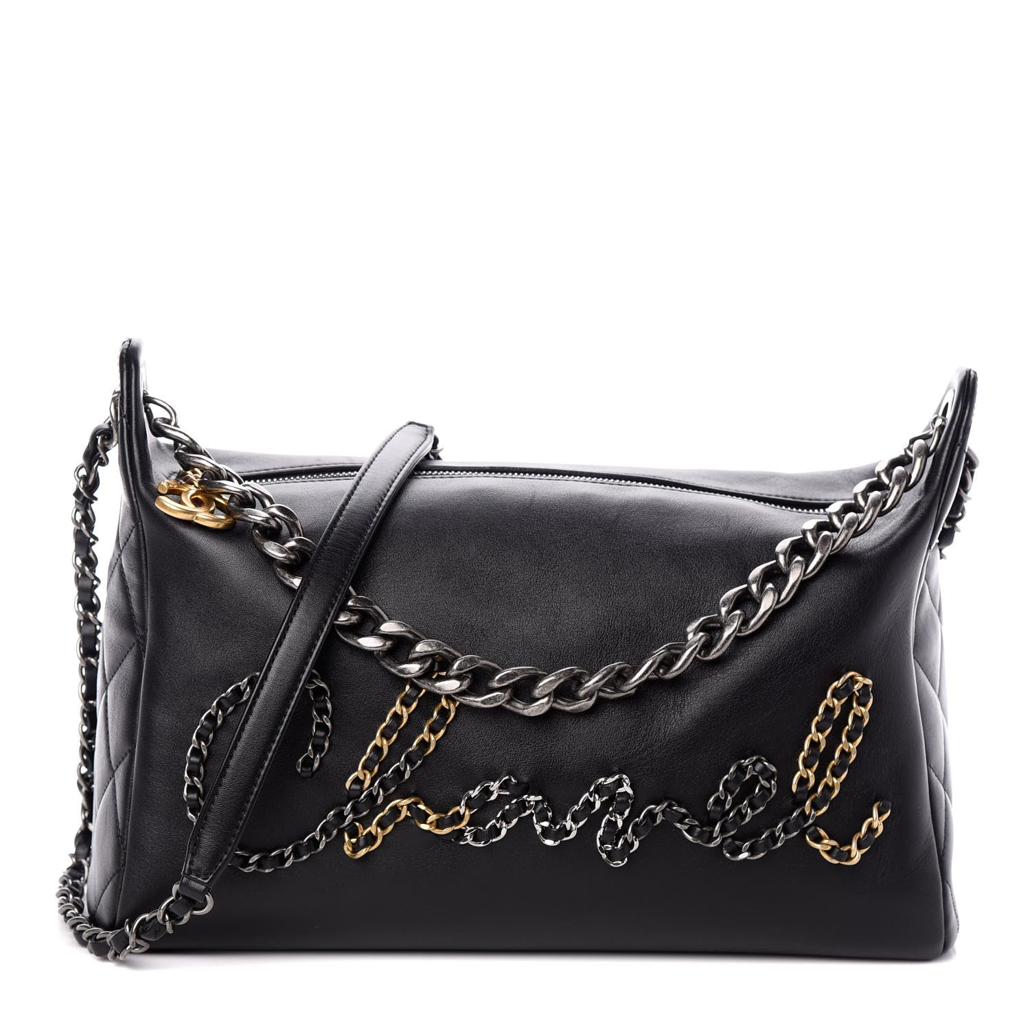 Chanel Calfskin Chain 20s Signature Hobo Black 1 of 11