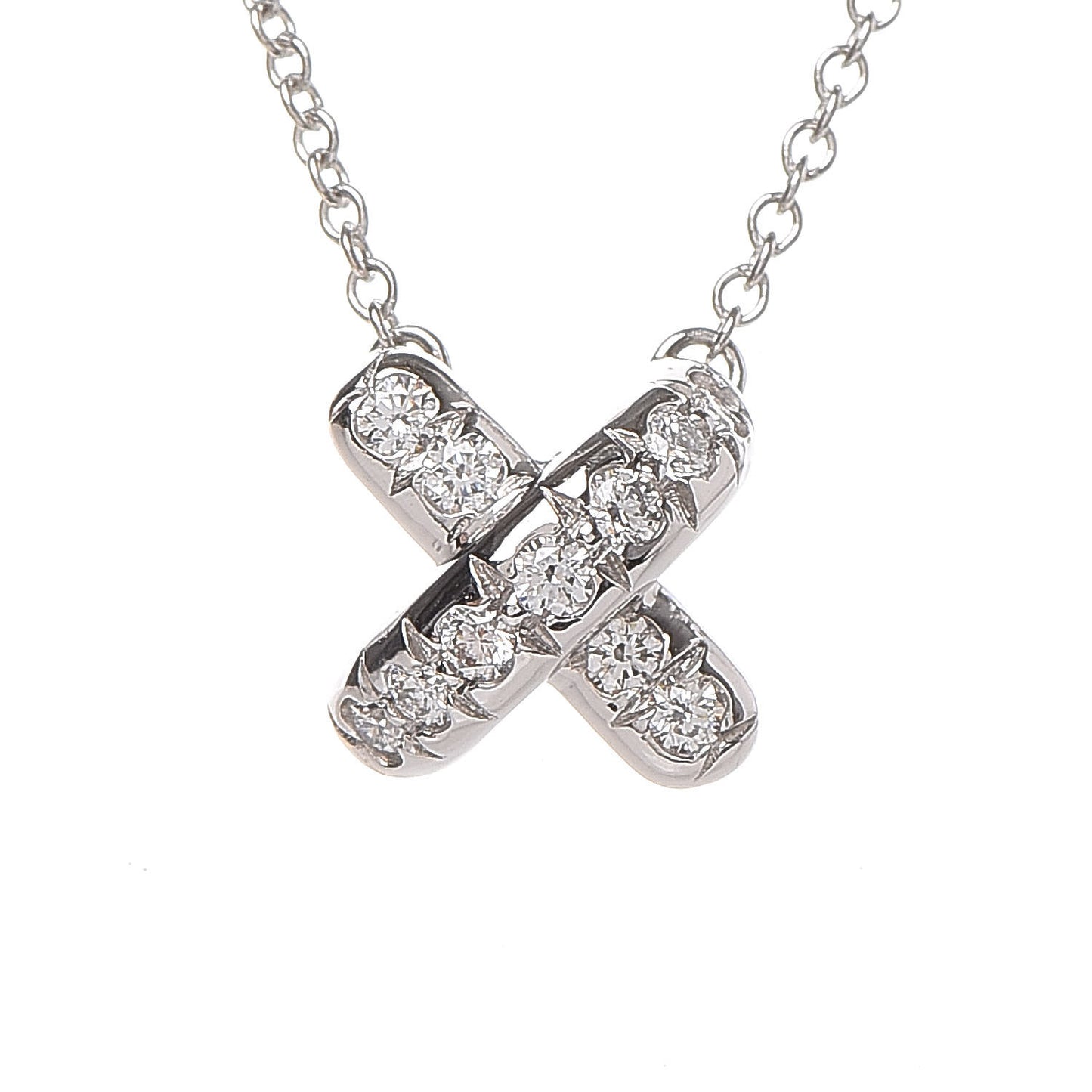 Platinum Diamond Cross Stitch Pendant Necklace