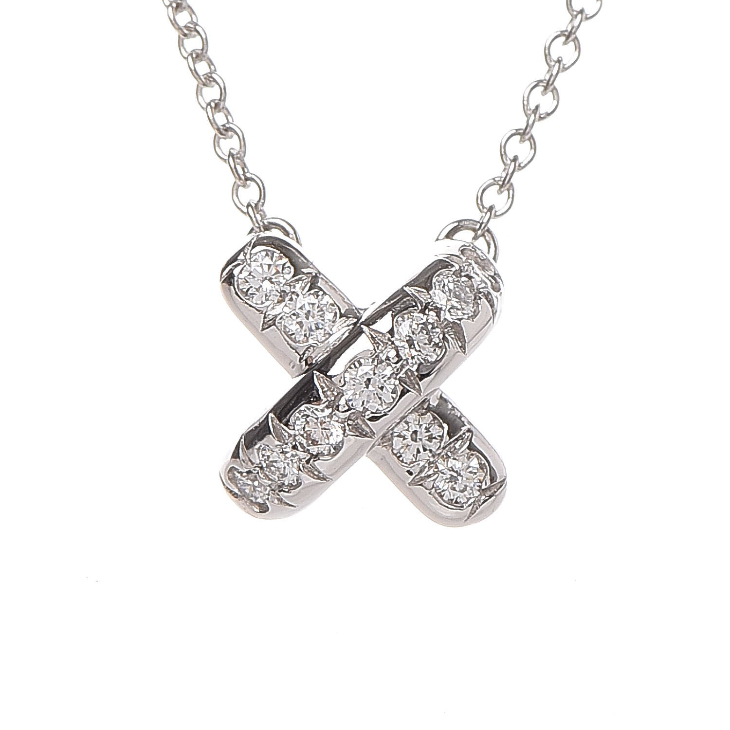 Tiffany Platinum Diamond Cross Stitch Pendant Necklace 4 of 6