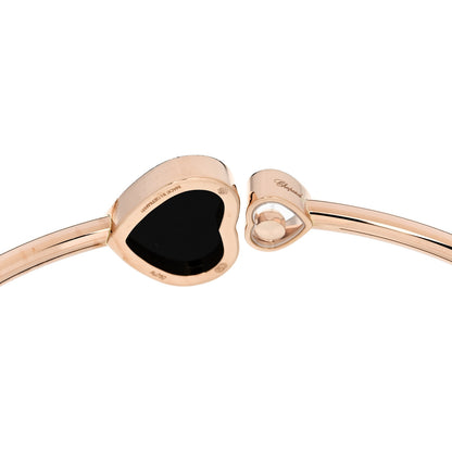Chopard 18K Rose Gold Diamond Black Onyx Happy Hearts Bangle Bracelet 3 of 4