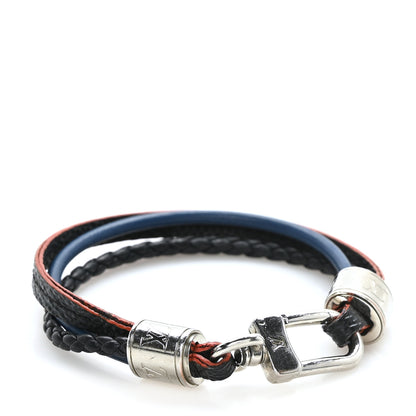 Louis Vuitton Damier Graphite LV Treble Bracelet 19 Navy 1 of 5