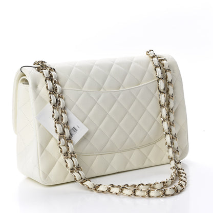 Chanel Caviar Quilted Jumbo Double Flap White 3 of 11