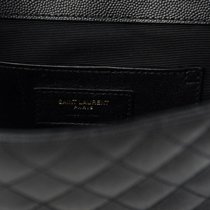 Saint Laurent Grain De Poudre Textured Mixed Matelasse Triquilt Small Monogram Satchel Black 8 of 10