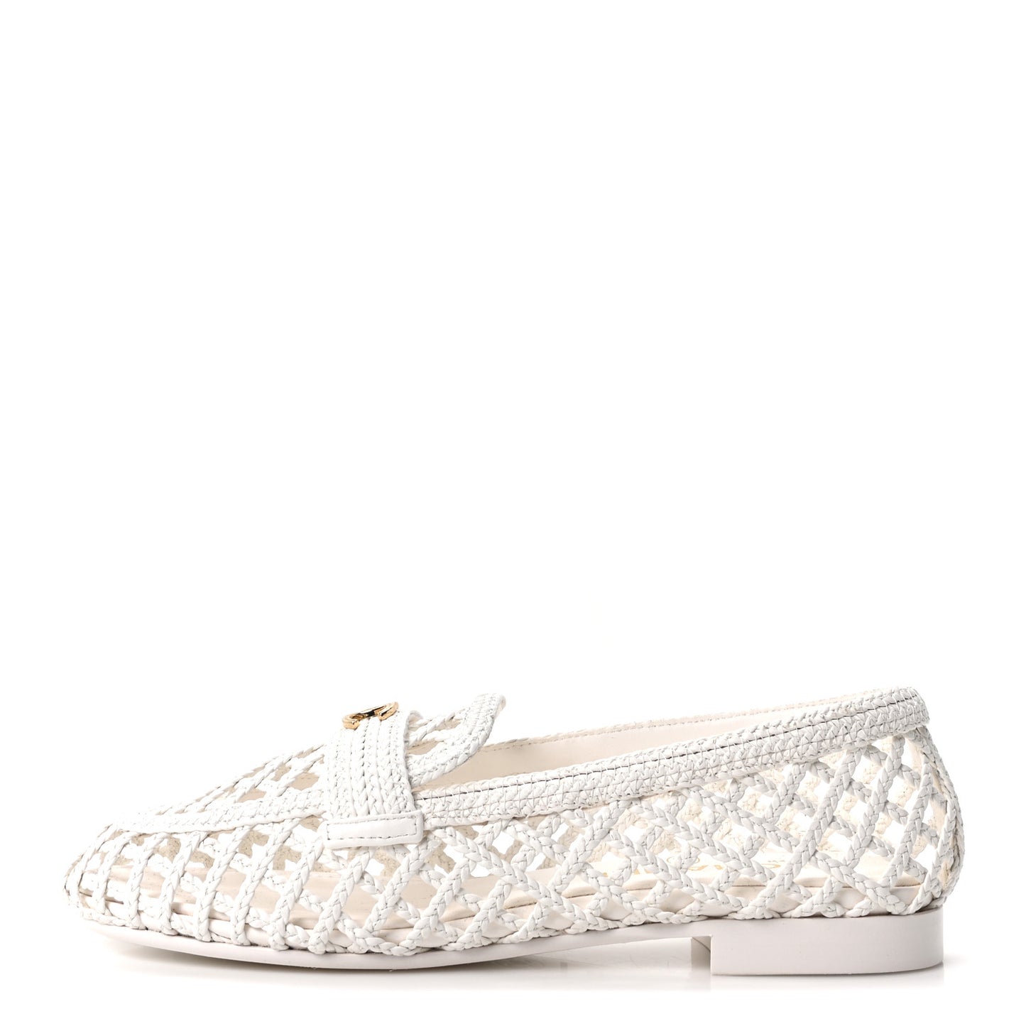 Braided Lambskin CC Mocassin Loafers 39 White