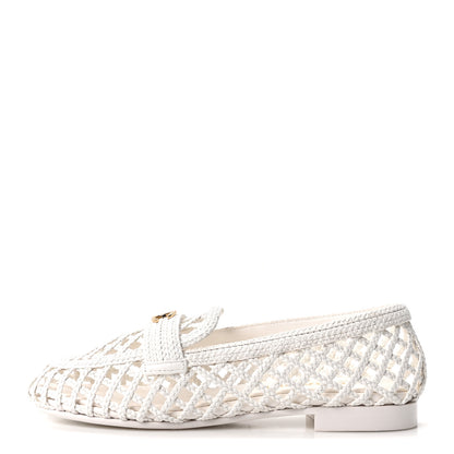 Chanel Braided Lambskin CC Mocassin Loafers 39 White 1 of 8