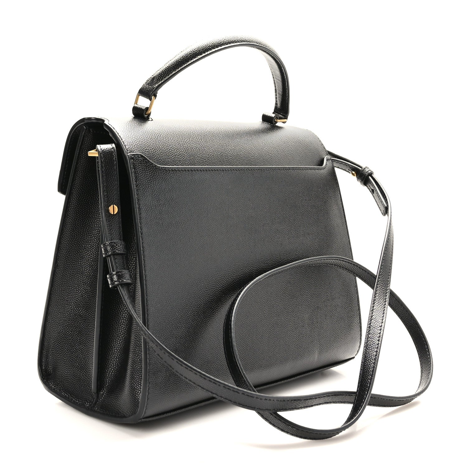 Saint Laurent Grain de Poudre Medium Classic Monogram Cassandra Top Handle Black 3 of 9