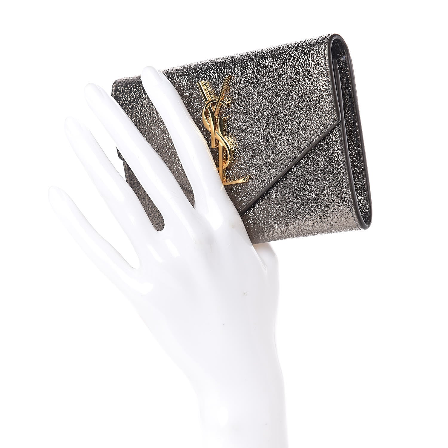 Saint Laurent Grained Metallic Calfskin Small Monogram Envelope Wallet Bronze 2 of 7