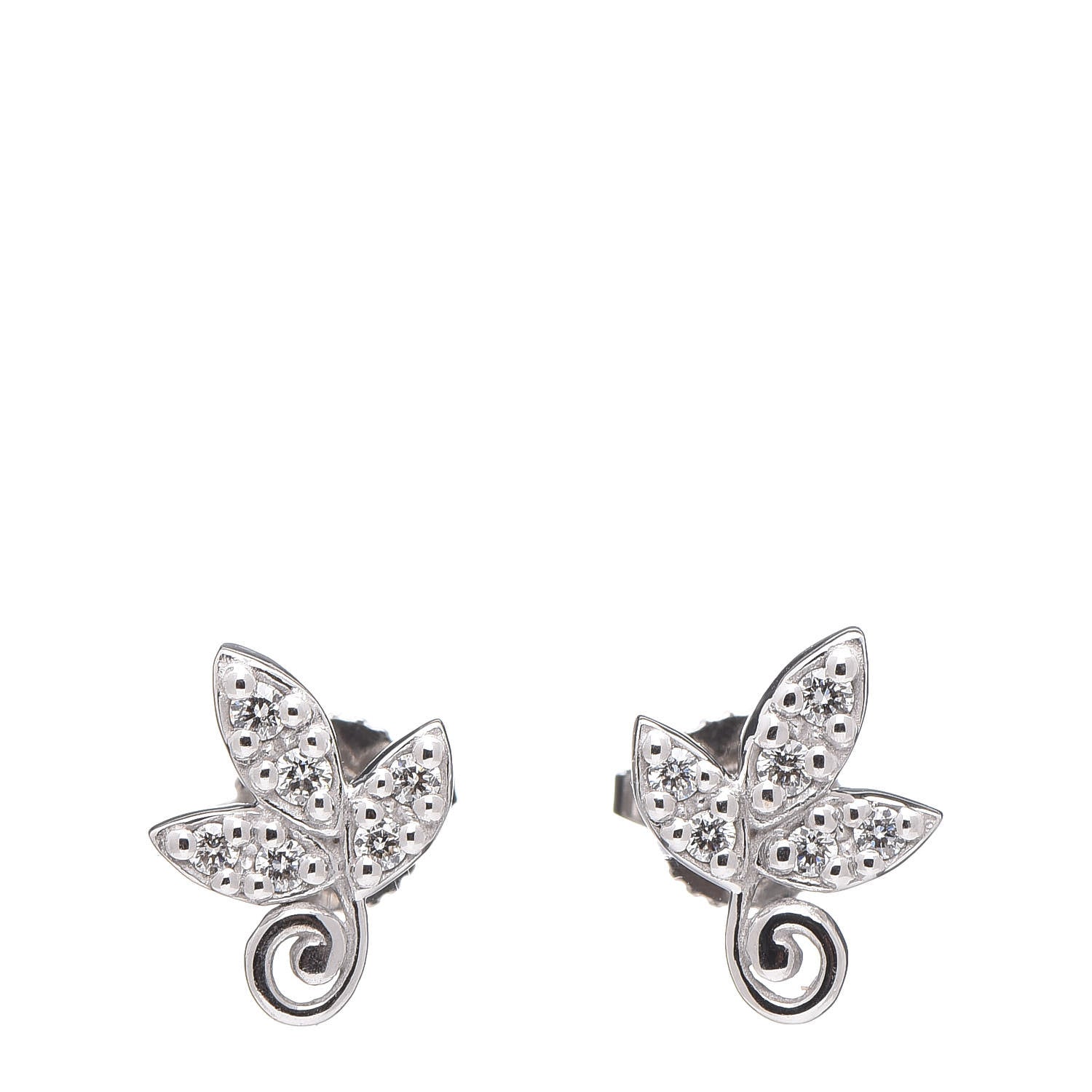 Tiffany 18K White Gold Diamond Paloma Picasso Olive Leaf Earrings 1 of 6