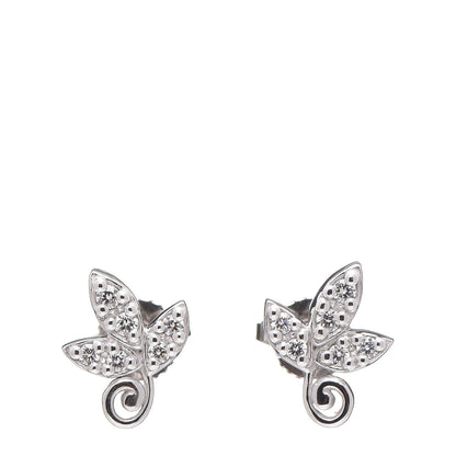 Tiffany 18K White Gold Diamond Paloma Picasso Olive Leaf Earrings 1 of 6
