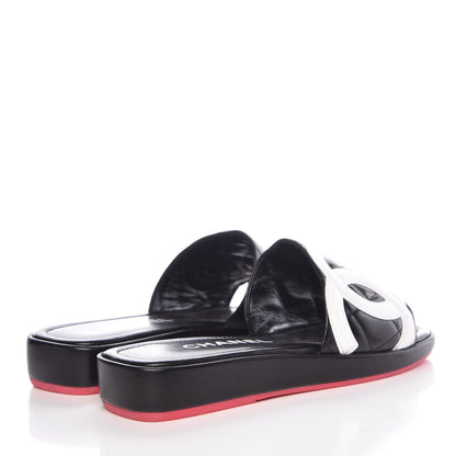 Chanel Calfskin Cambon CC Flat Slide Sandals 36.5 Black 4 of 11
