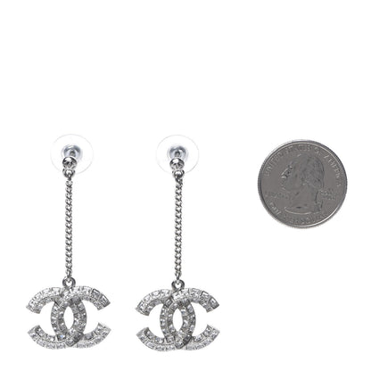 Chanel Baguette Crystal CC Drop Earrings Silver 2 of 4
