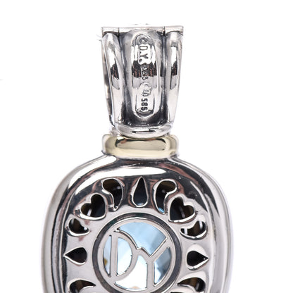 David Yurman Sterling Silver 14K Yellow Gold Blue Topaz 10mm Albion Enhancer Pendant 3 of 3