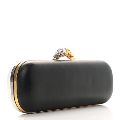 Alexander McQueen Lambskin Twin Skull Box Clutch White Black 3 of 8