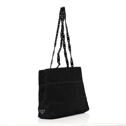 Prada Tessuto Nylon Calfskin Chain Tote Black 2 of 5