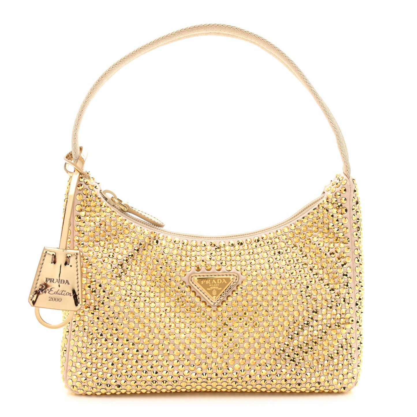 Satin Crystal Mini Re-Edition 2000 Bag Platino