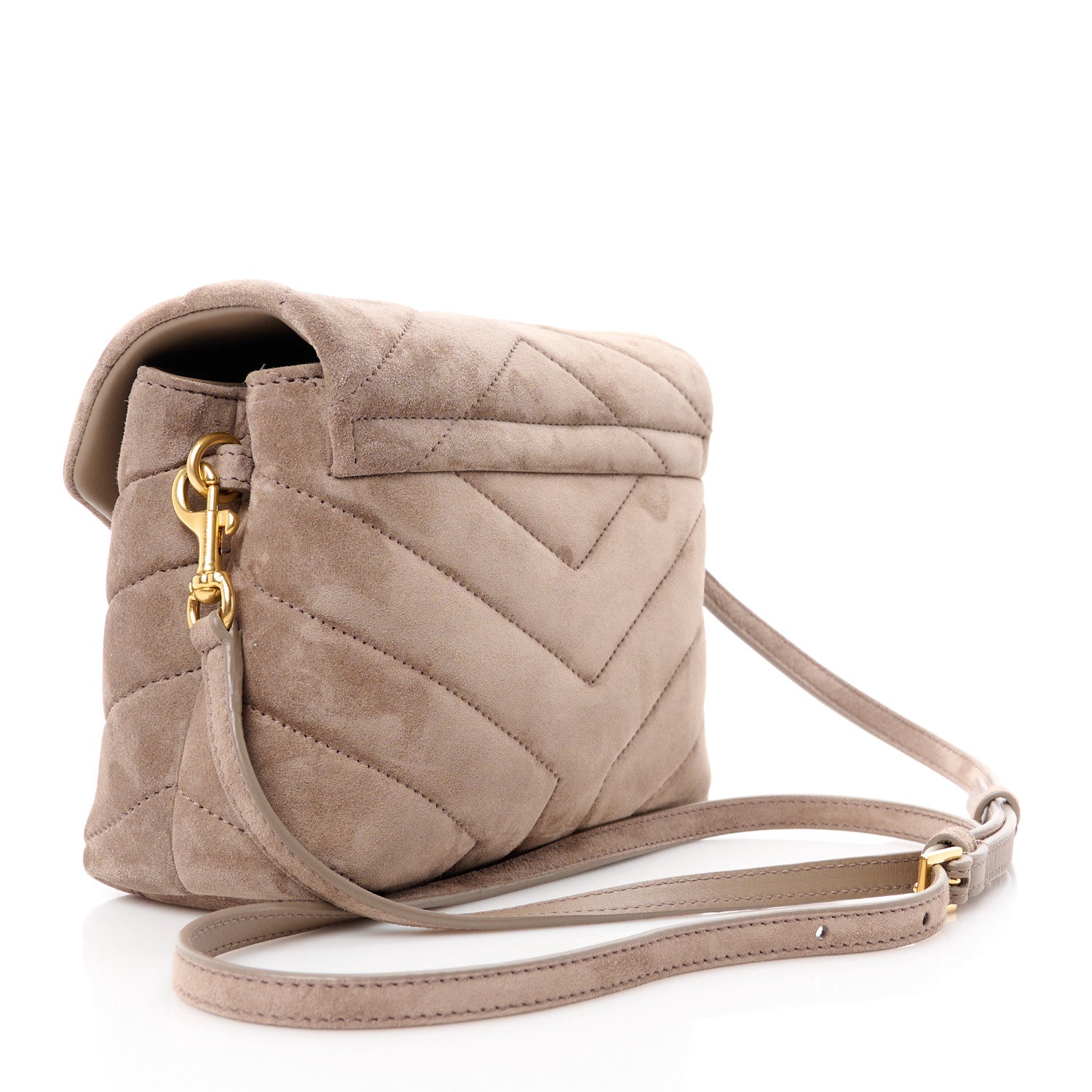 Saint Laurent Suede Toy Loulou Shoulder Bag Taupe 2 of 16