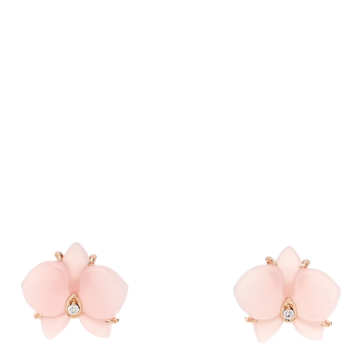 18K Pink Gold Diamond Rose Quartz Caresse D'Orchidees Par Cartier Earrings