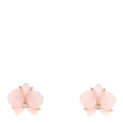 Cartier 18K Pink Gold Diamond Rose Quartz Caresse D'Orchidees Par Cartier Earrings 1 of 5