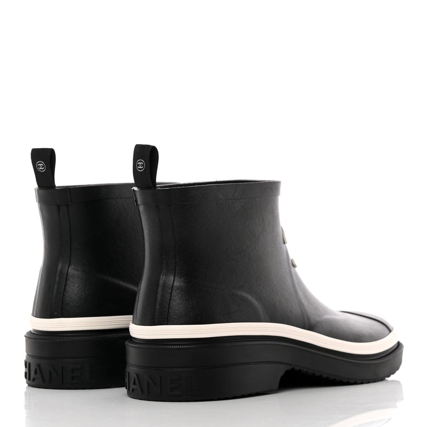 Chanel Rubber CC Short Rain Boots 39 Black 4 of 17