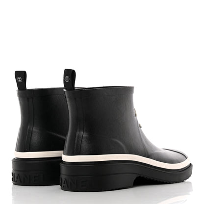 Chanel Rubber CC Short Rain Boots 39 Black 4 of 17