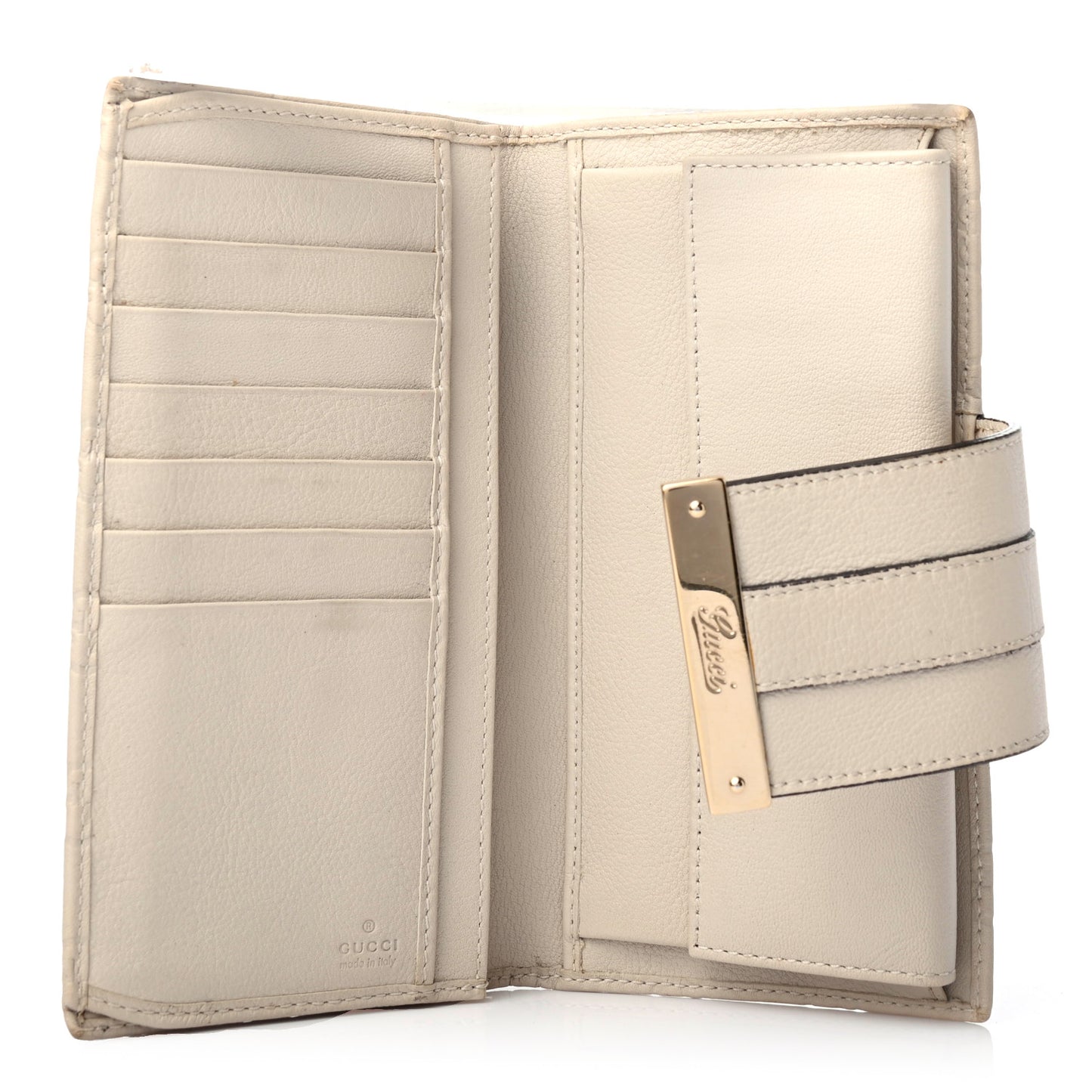 Guccissima Ladies Web Long Wallet Off White