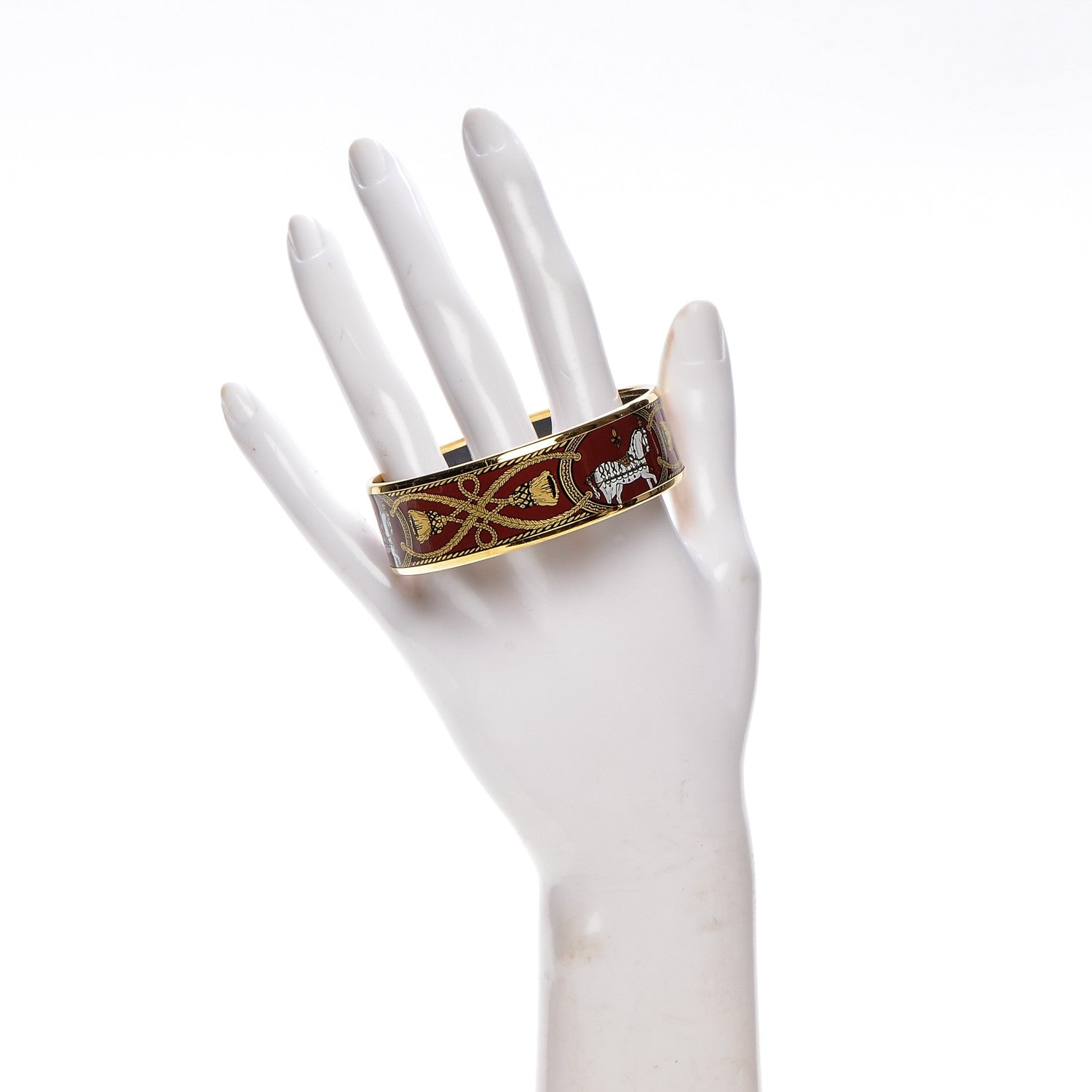 Hermes Enamel Printed Wide Grand Apparat Bracelet 62 2 of 5