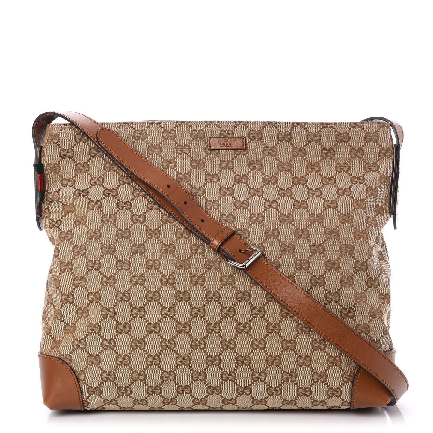 Monogram Large Flat Messenger Bag Brown