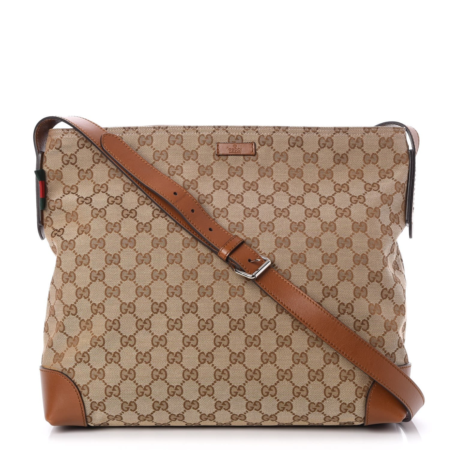 Gucci Monogram Large Flat Messenger Bag Brown 1 of 7