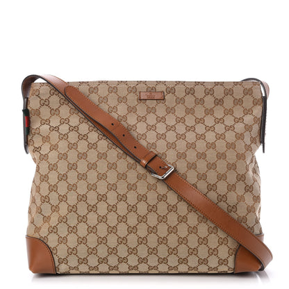 Gucci Monogram Large Flat Messenger Bag Brown 1 of 7