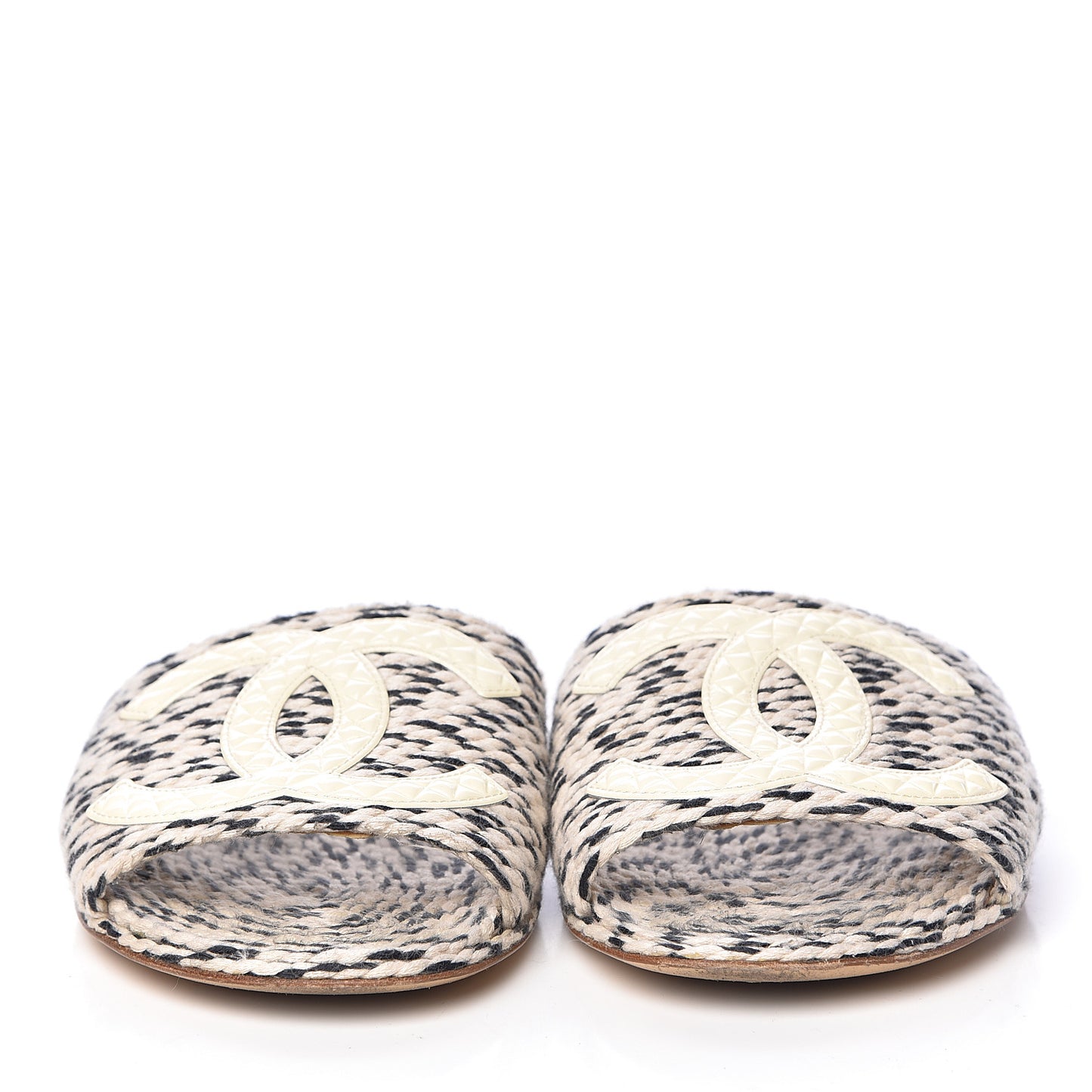 Cord CC Slip On Sandals 37 Beige Black