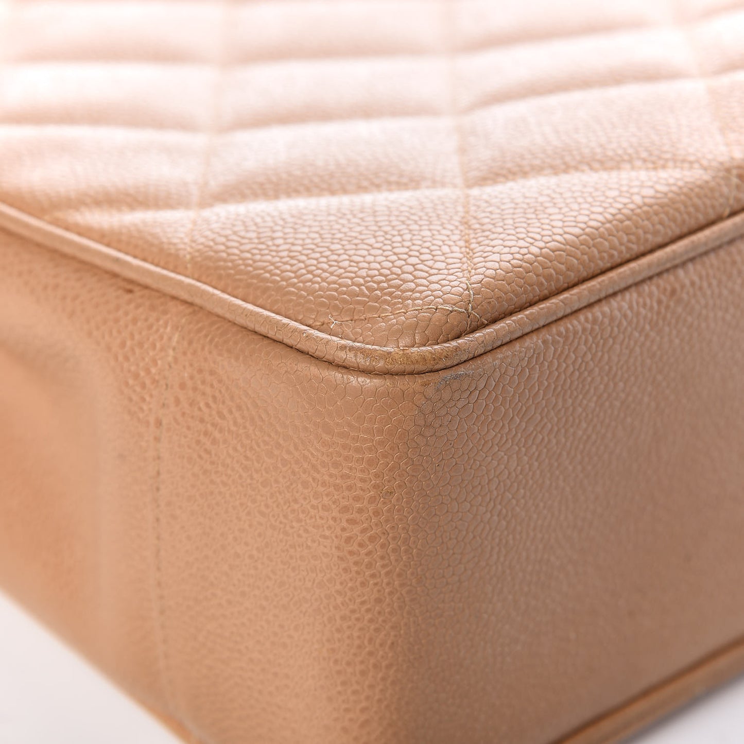 Caviar Quilted Tote Beige
