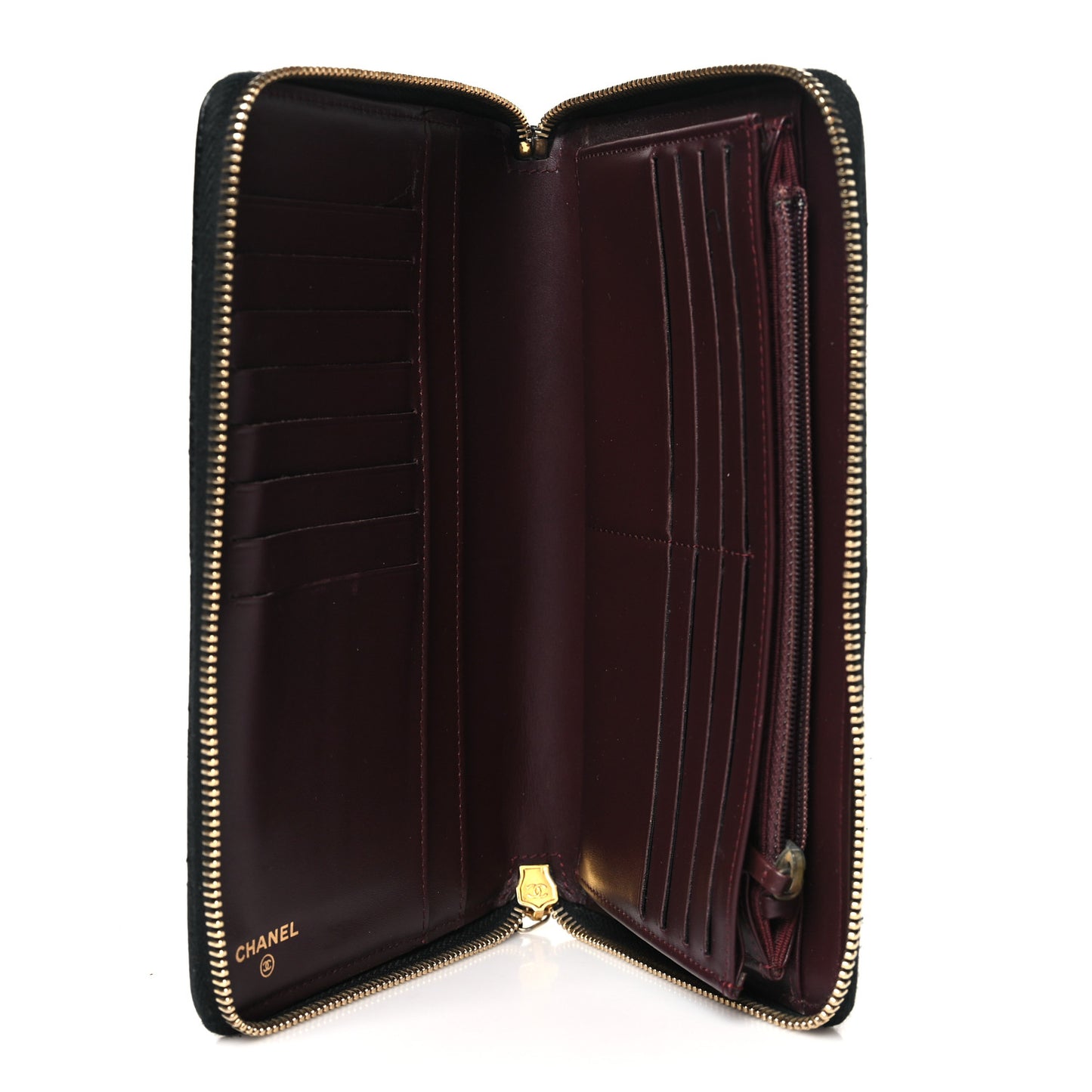 Caviar Quilted Large Zip Around Organizer Wallet Black