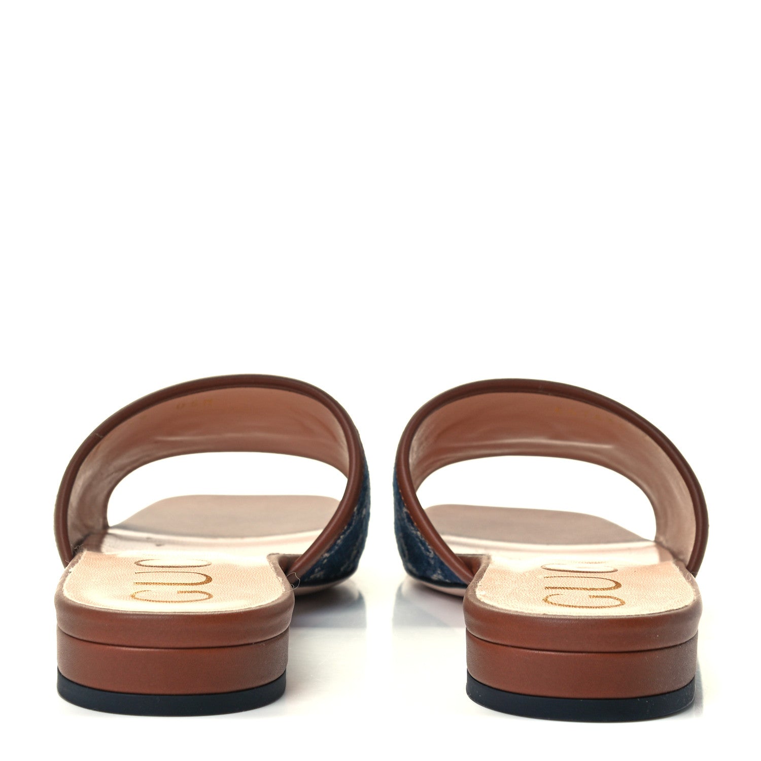 Gucci New Denim GG Monogram Miro Soft Calfskin Jolie Slide Sandals 39 Blue Tea Cuir Epilog 6 of 12