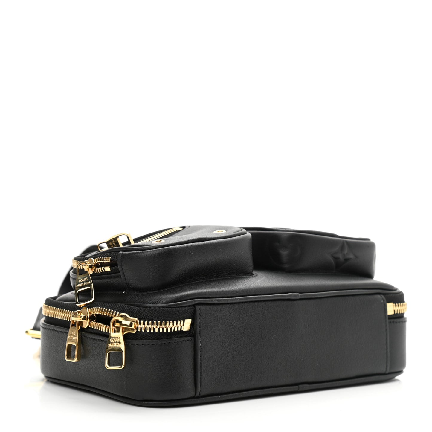 Calfskin Monogram Embossed Utility Crossbody Black