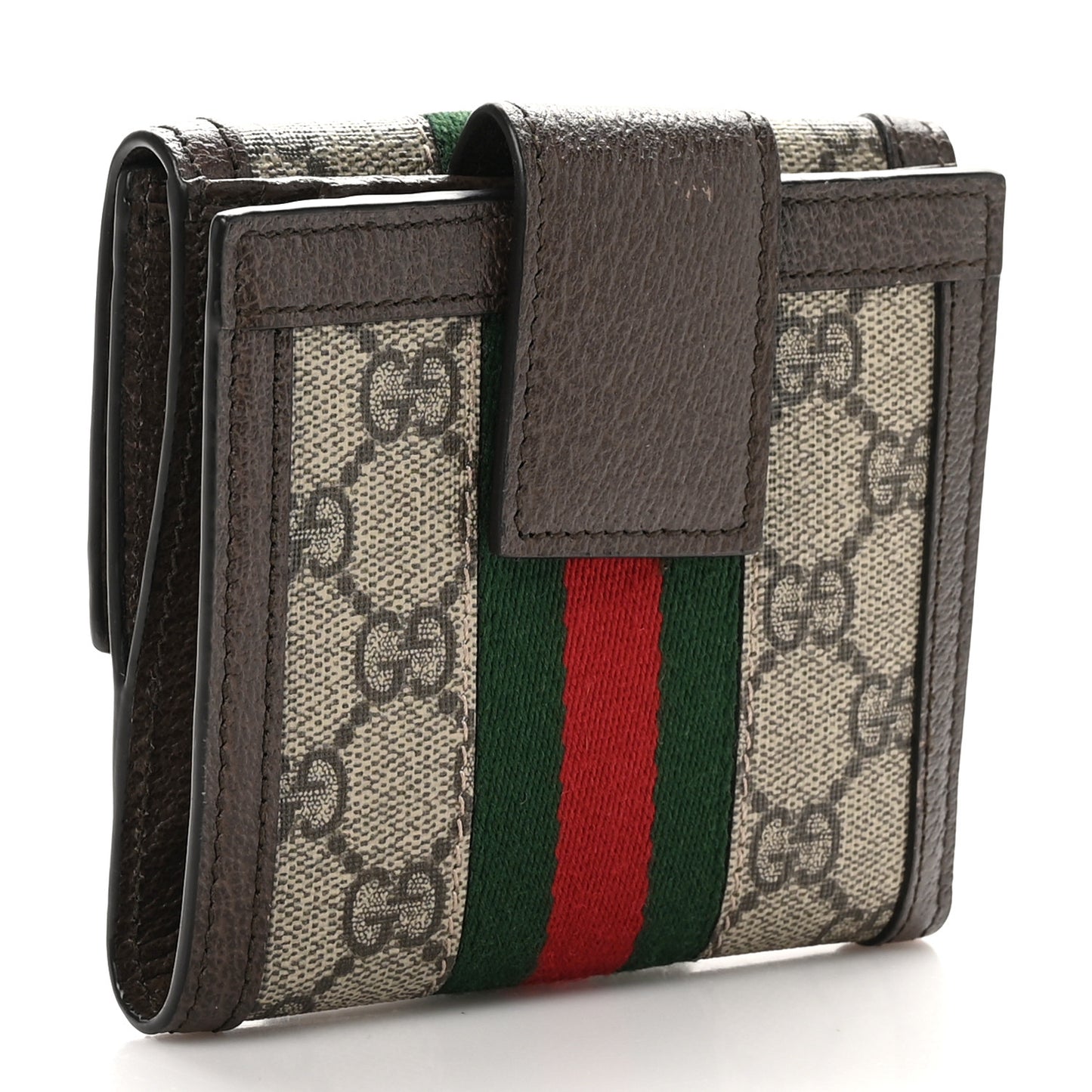 GG Supreme Monogram Web Ophidia French Flap Wallet Beige New Acero