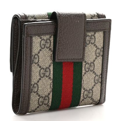 Gucci GG Supreme Monogram Web Ophidia French Flap Wallet Beige New Acero 3 of 10