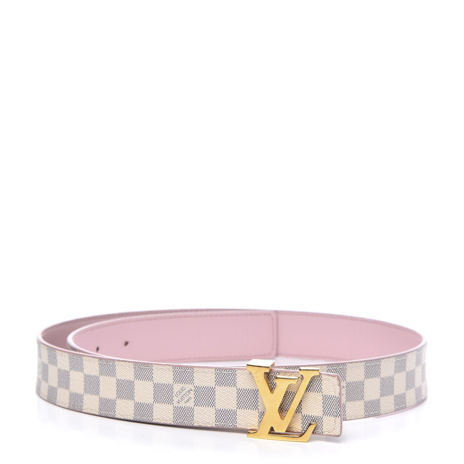 Louis Vuitton Damier Azur LV Initiales 32mm Belt 80 32 Rose Ballerine 1 of 5