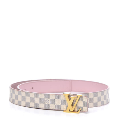 Louis Vuitton Damier Azur LV Initiales 32mm Belt 80 32 Rose Ballerine 1 of 5