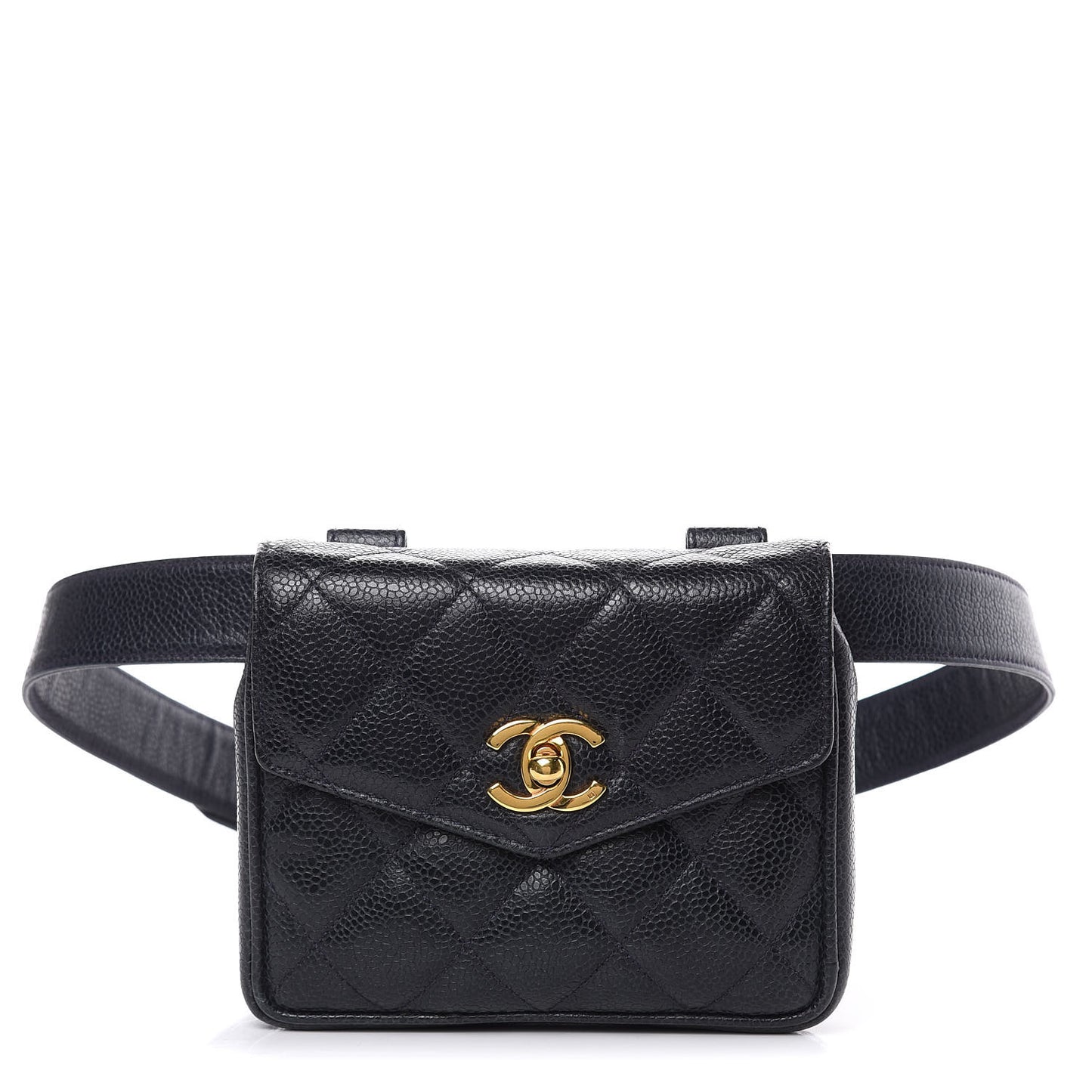 Caviar Quilted Flap Belt Bag Clutch Navy