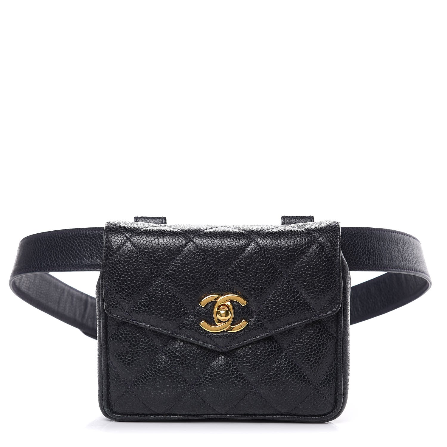 Chanel Caviar Quilted Flap Belt Bag Clutch Navy 1 of 13