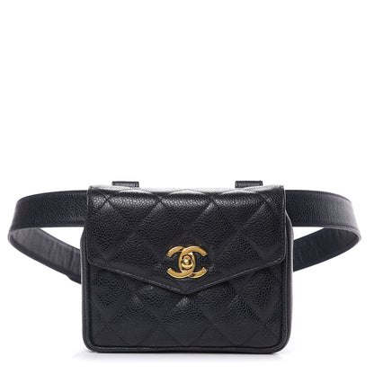 Chanel Caviar Quilted Flap Belt Bag Clutch Navy 1 of 13