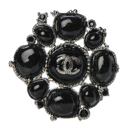 Chanel Glitter Enamel CC Brooch Black 1 of 5