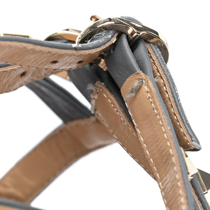 Valentino Garavani Pebbled Calfskin Rockstud Ankle Strap Low Heel Pumps 38.5 Light Stone 10 of 10