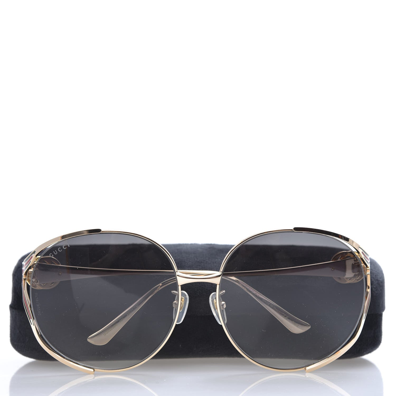 Gucci Metal Oversized Round Frame GG0225S Sunglasses Gold 8 of 8