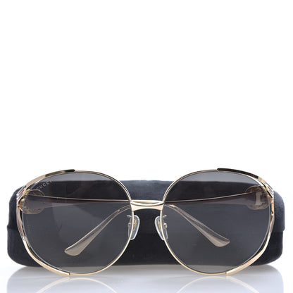 Gucci Metal Oversized Round Frame GG0225S Sunglasses Gold 8 of 8