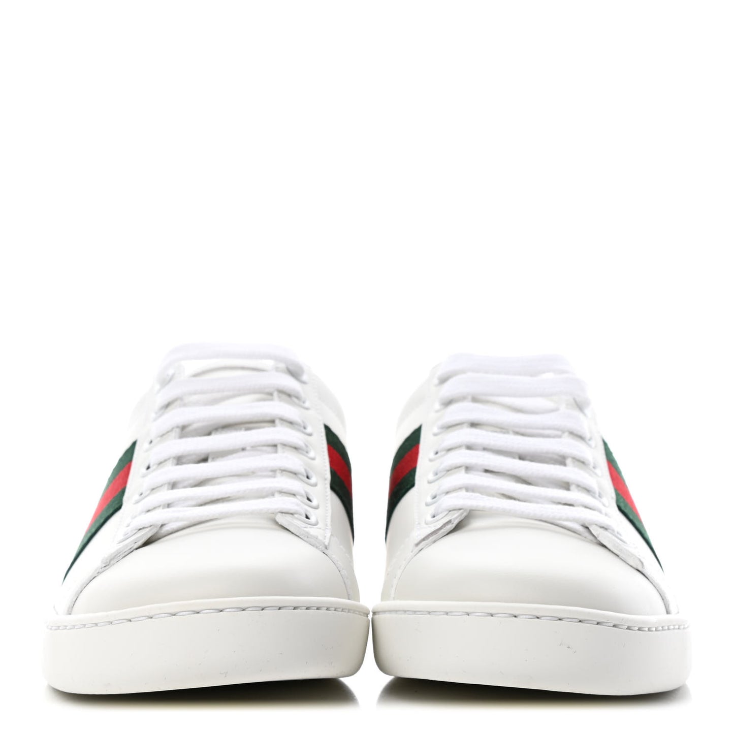 Calfskin Crocodile Web Womens Ace Sneakers 36 White Green
