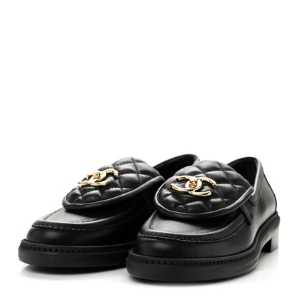 Chanel Lambskin Quilted CC Turnlock Loafers 36 Black 4 of 10