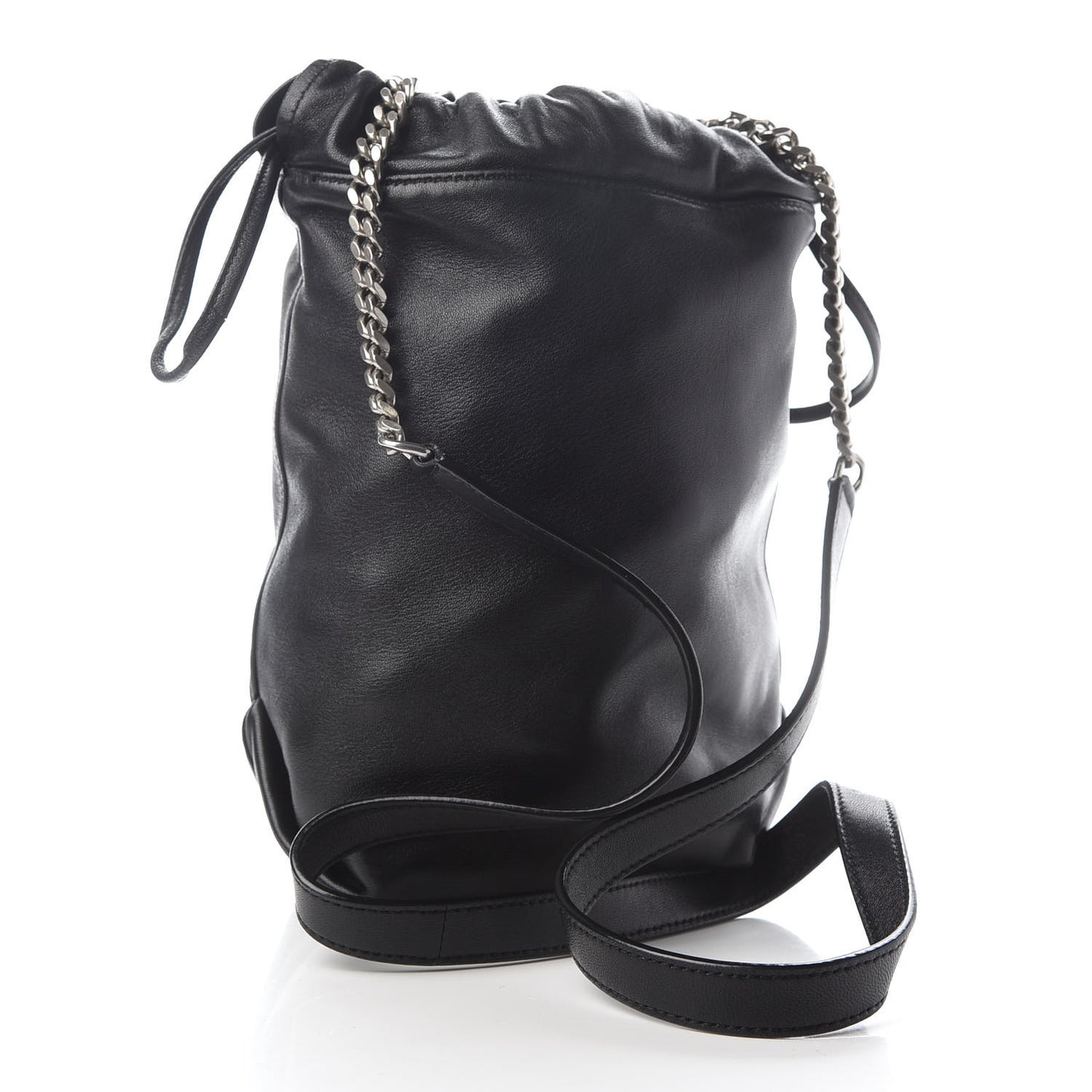 Lambskin Small Teddy Bucket Bag Black