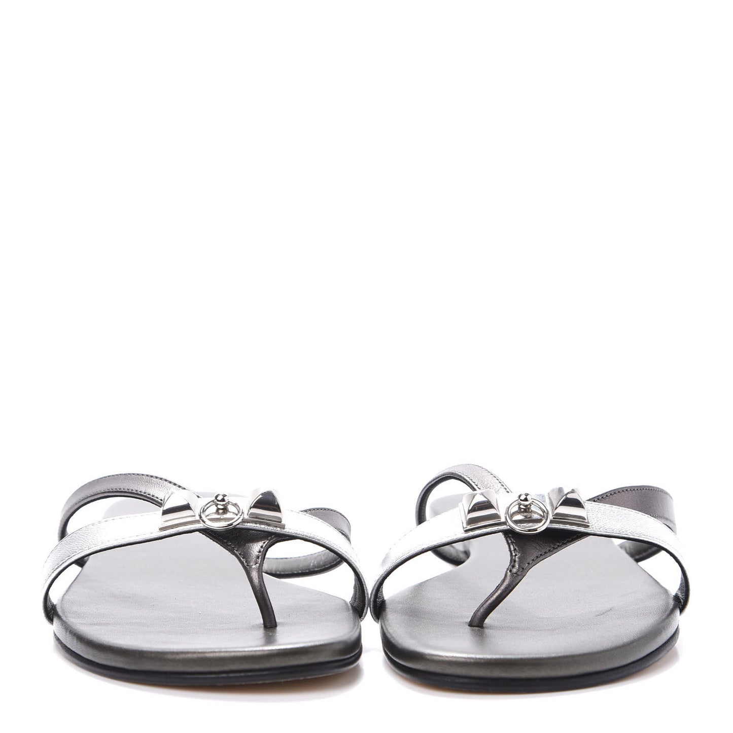 Metallic Nappa Corfou Sandals 36 Canon de Fusil Argent
